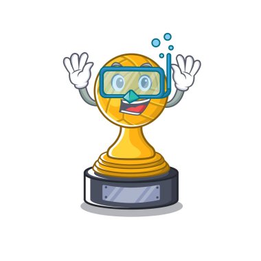 Maskot dolabında dalış voleybol karikatür kupa