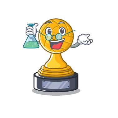 Maskot dolabında Profesör voleybol karikatür kupa