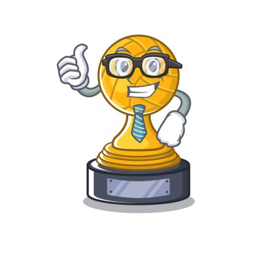 Maskot dolabında işadamı voleybol karikatür kupa