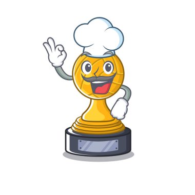 Maskot dolabında şef voleybol karikatür kupa