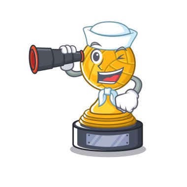 Karakter şeklinde dürbün voleybol kupa ile Denizci