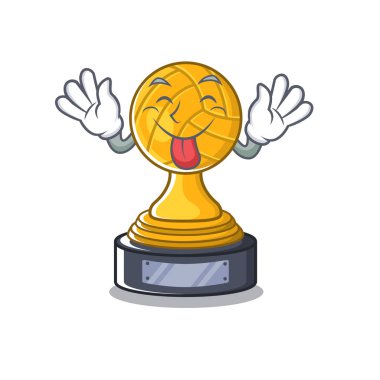 Dil dışarı voleybol kupa karikatür karakter tablonun üzerinde görüntülenen