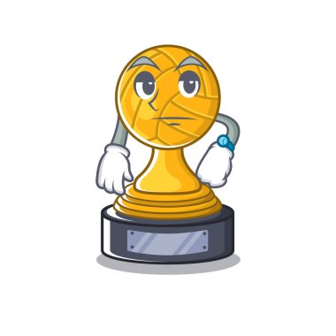 Bekleyen voleybol kupa karikatür karakter tablonun üzerinde görüntülenir