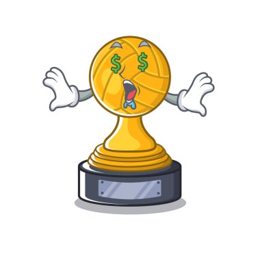 Para göz voleybolu kupa karikatür karakter tablonun üzerinde görüntülenen