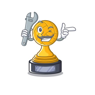 Mekanik voleybol kupa karikatür karakter tablonun üzerinde görüntülenen