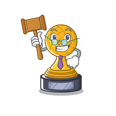 Yargıç voleybol kupa karikatür karakter tablonun üzerinde görüntülenen