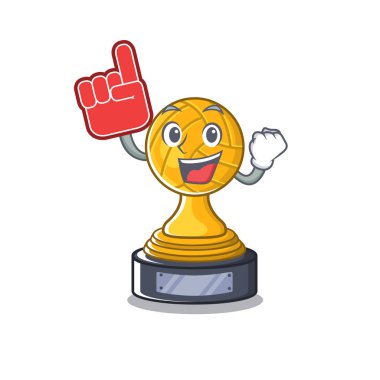 Köpük parmak voleybol kupa karikatür karakter tablonun üzerinde görüntülenen