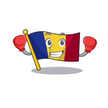 Boks bayrağı romanya maskot ile izole