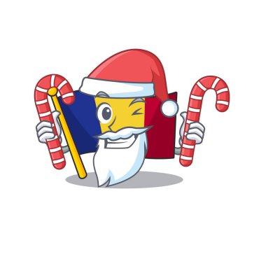 Noel Baba şeker romen bayrağı ile karakter direğine kaldırdı