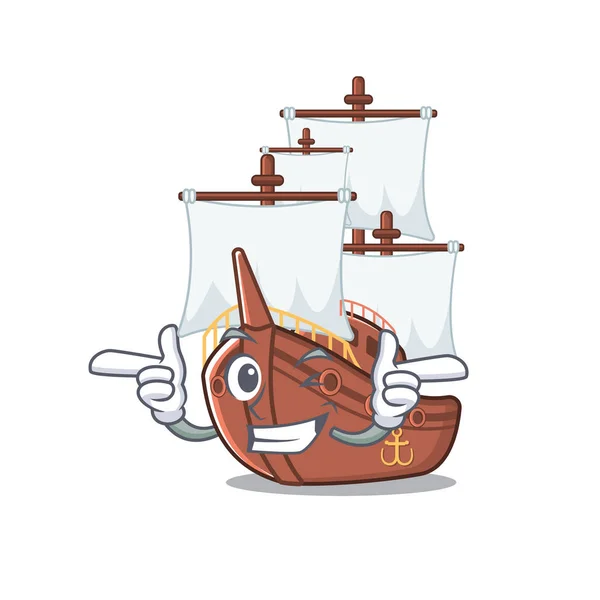 Wink miniatura pirata navio desenhos animados na mesa — Vetor de Stock