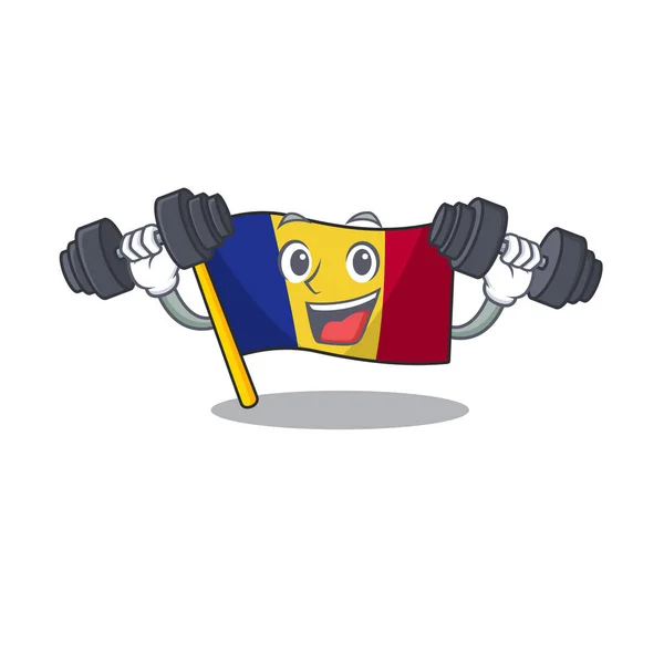 Fitness-Flagge Rumänien isoliert mit dem Maskottchen — Stockvektor