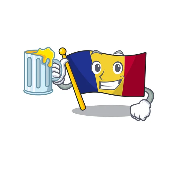 引き出しに折りたたまれたジュースルーマニアの漫画の旗で — ストックベクタ