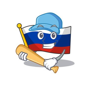 Karakter şeklinde beyzbol rus maskot bayrağı oynamak