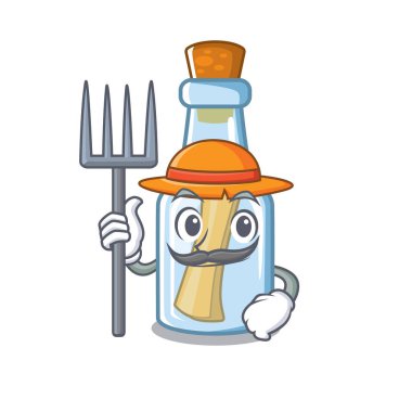 Karikatür ile izole şişe çiftçi mesajı