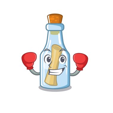 Karikatür ile izole şişe de Boks mesajı
