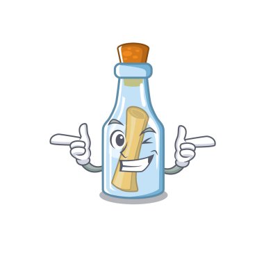 Karikatür şişede Wink mesajı