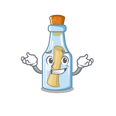 Karikatür şişede sırıtarak mesaj