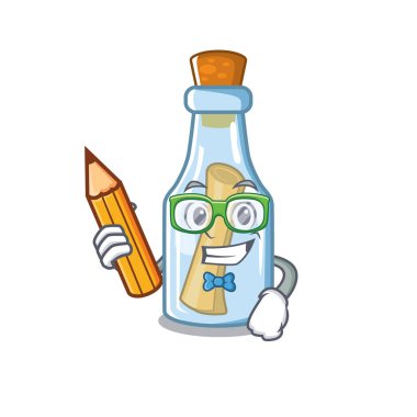 Karikatür şişede Öğrenci mesajı