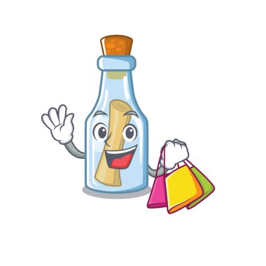 Karikatür şişede Alışveriş mesajı