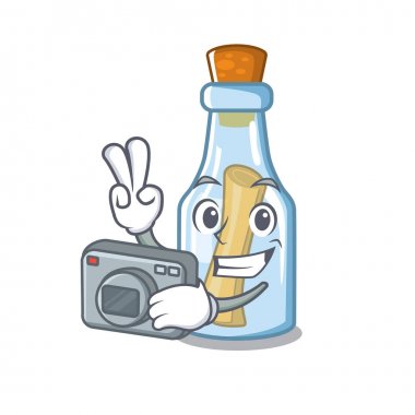 Bir karakter üzerinde şişe fotoğrafçı mesajı