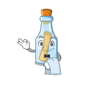 Bir karakter üzerinde şişe içinde Garson mesajı