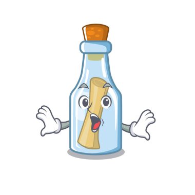 Bir karakter üzerinde şişe içinde sürpriz mesaj