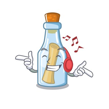 Bir karakterüzerinde şişede müzik iletisi dinleme