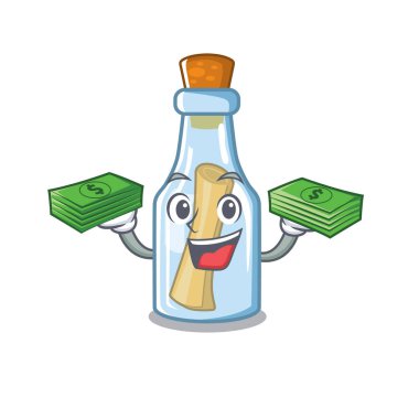 Bir karakter üzerinde şişe para çantası mesajı ile