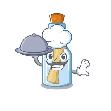 Bir karakter üzerinde şişe de gıda mesajı ile Şef