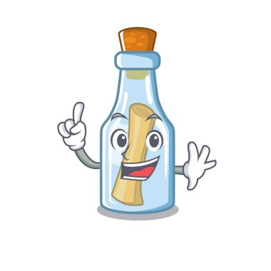Şekil maskotu ile şişede parmak mesajı