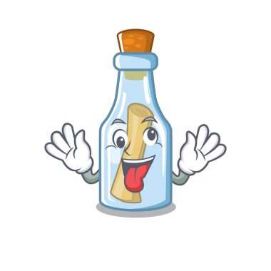 Şekil maskotu ile şişede Çılgın mesaj