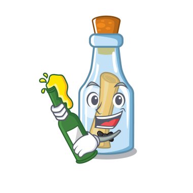 Şekil maskotu ile şişede bira mesajı ile