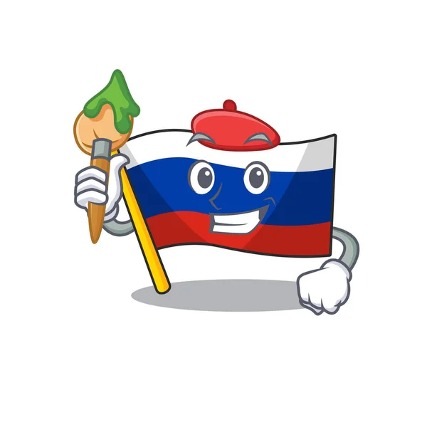 Artista russo bandiera della mascotte a forma di carattere — Vettoriale Stock