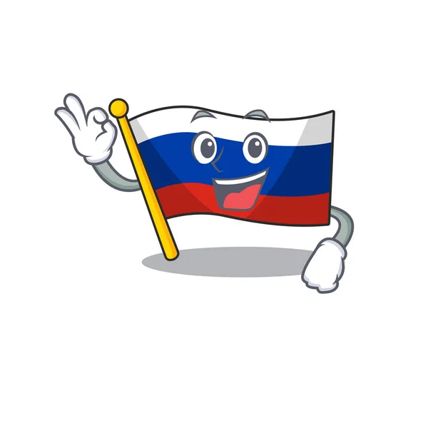 Ok bandera rusa almacenada en armario de dibujos animados — Vector de stock