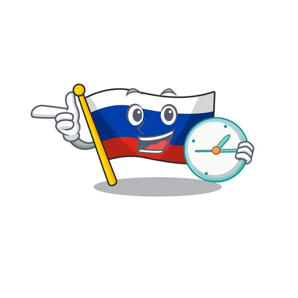 Avec drapeau de l'horloge russe stocké dans le placard de dessin animé — Image vectorielle