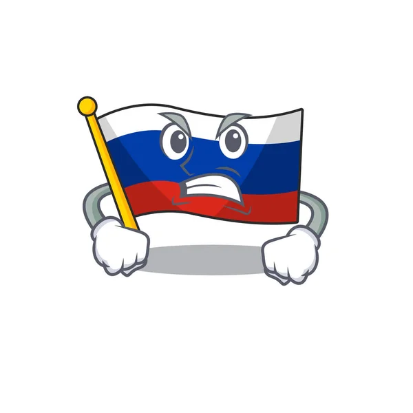 Mascotte de colère drapeau russe hissé sur le poteau — Image vectorielle