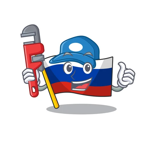 Tesisatçı bayrak rusya karikatür izole — Stok Vektör