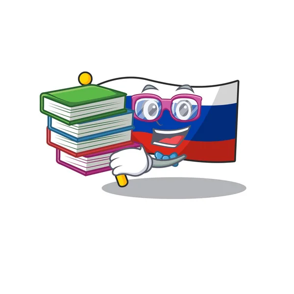 Étudiant avec drapeau livre russie isolé dans le dessin animé — Image vectorielle