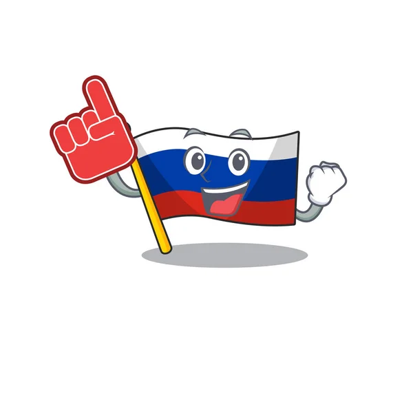 泡沫手指旗俄罗斯孤立在卡通 — 图库矢量图片