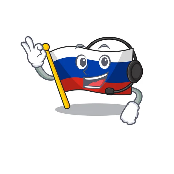 与耳机标志俄罗斯孤立在卡通 — 图库矢量图片