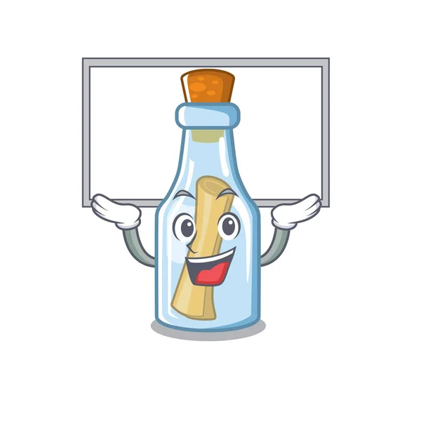 Upp styrelsen meddelande i flaskan isolerad med Cartoon — Stock vektor