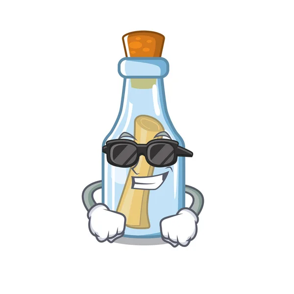 Super coole boodschap in fles op de cartoon — Stockvector