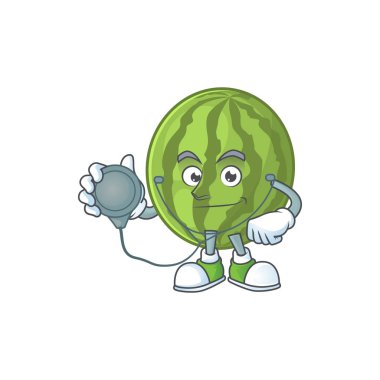 Doktor karikatür karpuz beyaz arka plan üzerinde izole