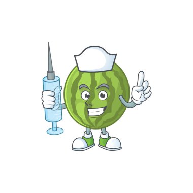 Meyve tazelik ile Hemşire karpuz karikatür maskot