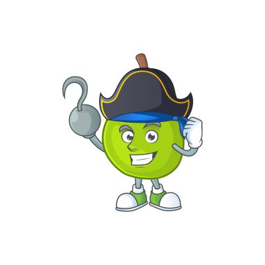 Beyaz arka planda korsan karikatür guava maskotu