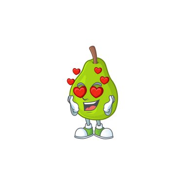 Aşık guava meyve olgun maskot karikatür tarzı.