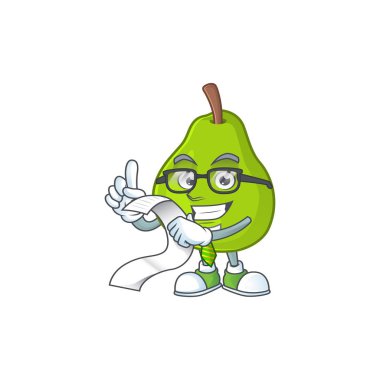 Menü guava meyve olgun maskot karikatür tarzı ile.