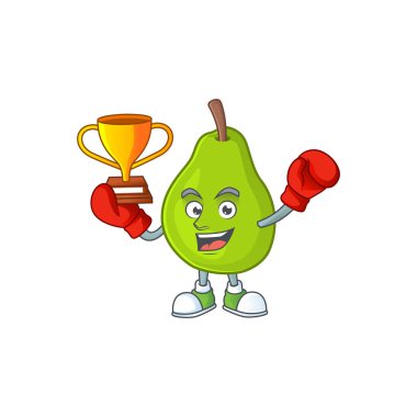 Tatlı sağlıklı için boks kazanan yeşil guava çizgi film karakteri