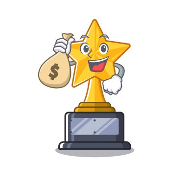 Karakter çekmecesinde para çantası karikatür yıldız kupa ile