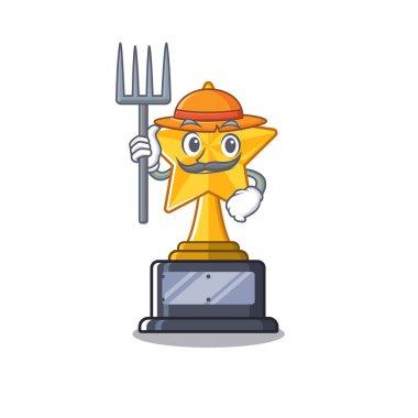 Karakter çekmecesinde Çiftçi karikatür yıldız kupa